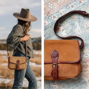 VTG Timberland Tan Suede Leather Western Crossbody Bag Travel Boho Equestrian